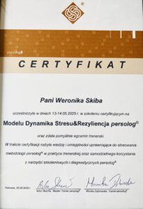Certyfikat Dynamika stresu i rezyliencja