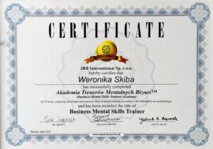 Certyfikat Akademia Trenerów Mentalnych Biznes